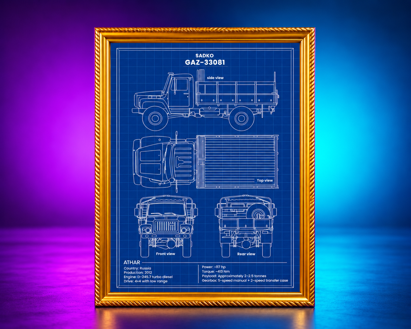 Custom Car Blueprint A4 Frame